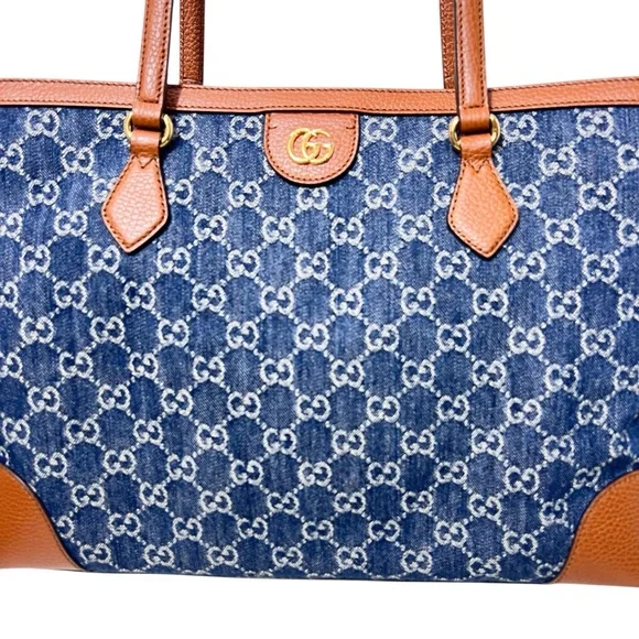 🪩🌸GIVEAWAY🌸🪩 ‼️READ ENTIRE LISTING‼️NWT Gucci Ophidia GG Denim Tote W/$2,250 - Picture 12 of 16